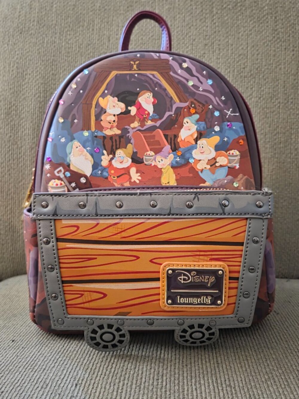 Loungefly Disney Seven Dwarfs Mine Cart Mini Backpack with Diamantes